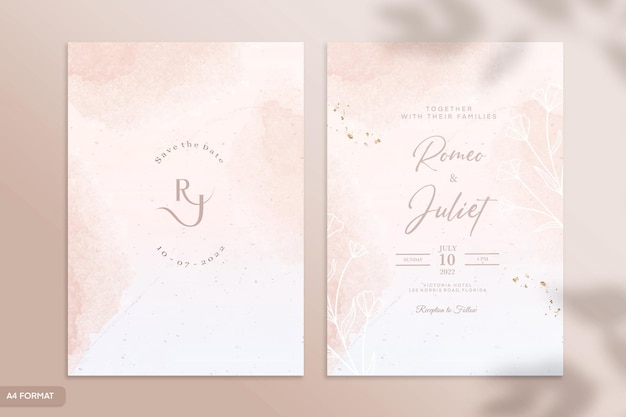 Double Sided Watercolor Wedding Invitation Template