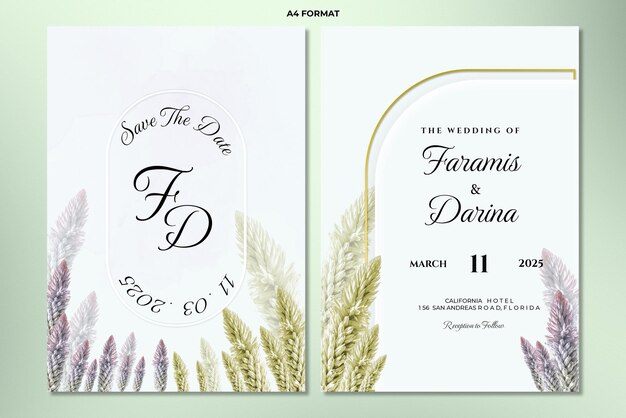 PSD double sided wedding invitation template