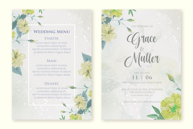 Double sided wedding invitation template