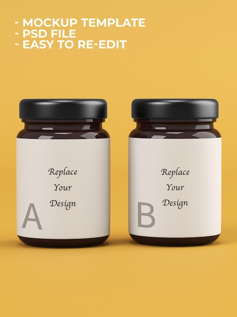 PSD double small jar mockup