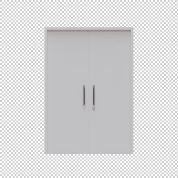 PSD porta in legno a doppia oscillazione 3d render illustration element 02