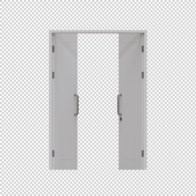 PSD porta in legno a doppia oscillazione 3d render illustration element 05