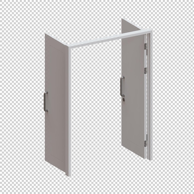 PSD porta in legno a doppia oscillazione 3d render illustration element 07