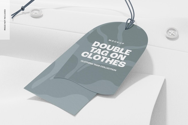 Double Tag on Clothes Mockup