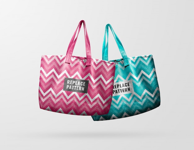 Double tote bag pastel mockup