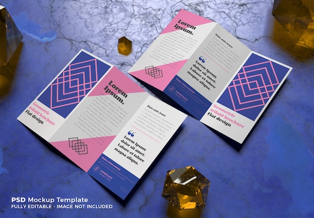 PSD double trifold brochure mockup design template