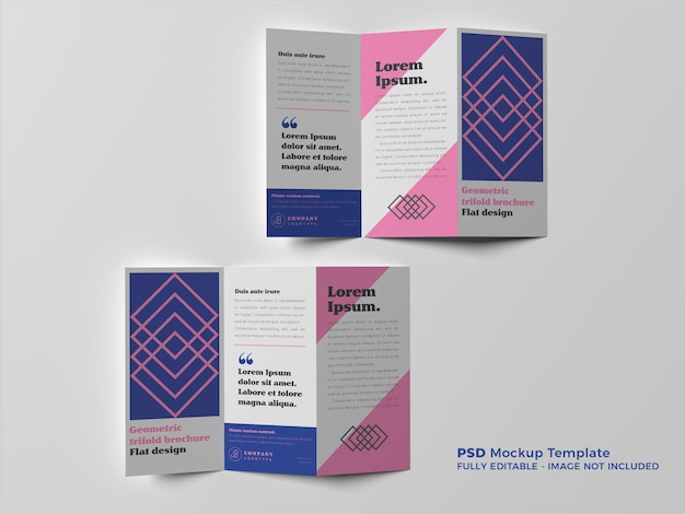 PSD double trifold brochure mockup design template