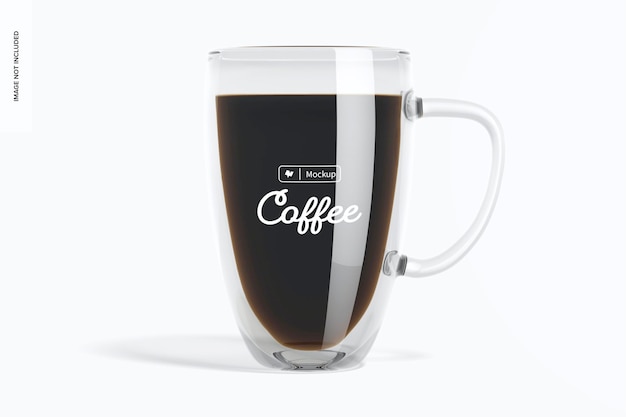 PSD double walled glass mug mockup, front view