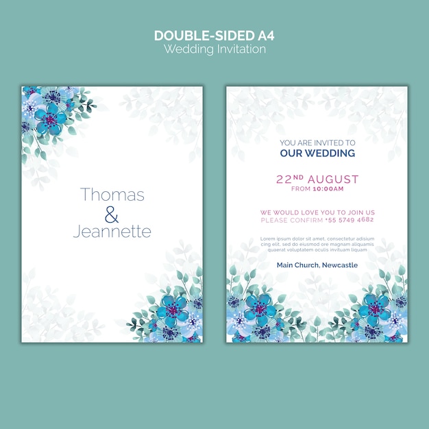 PSD doubled sided wedding invitation template
