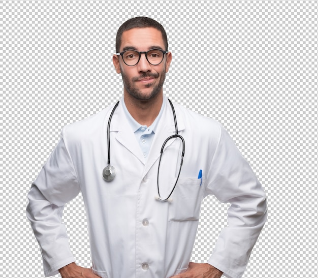 PSD doubtful young doctor posing