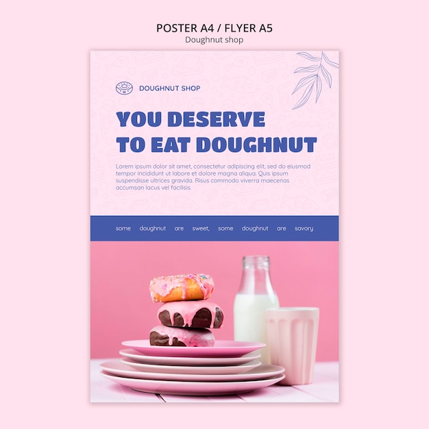 PSD doughnut shop flyer template