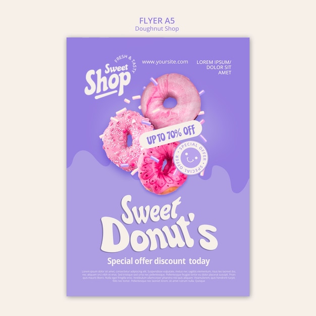 PSD doughnut shop flyer template