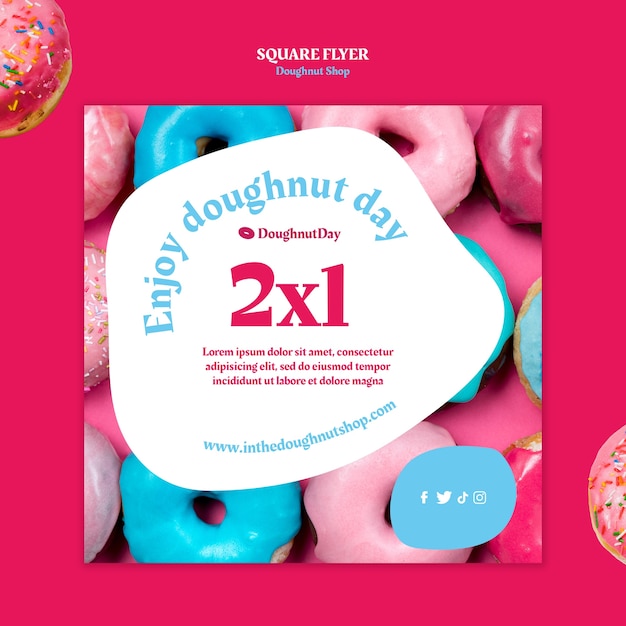 Doughnut shop square flyer template