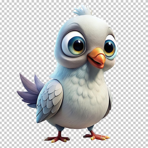 PSD dove with big eyes cartoon style