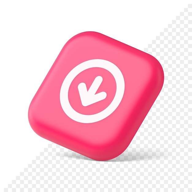 Кнопка со стрелкой вниз, круг, рамка, веб-интерфейс, указатель, навигационное приложение, 3d значок, символ, элемент веб-сайта