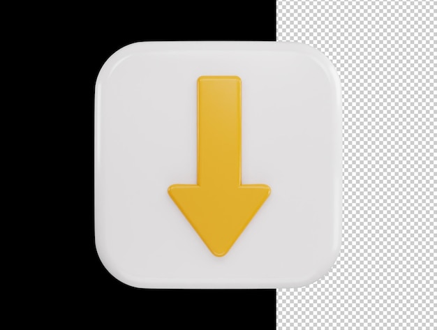 PSD down arrow icon 3d rendering vector illustration