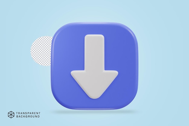 down Arrow icon on 3d rendering vector illustration