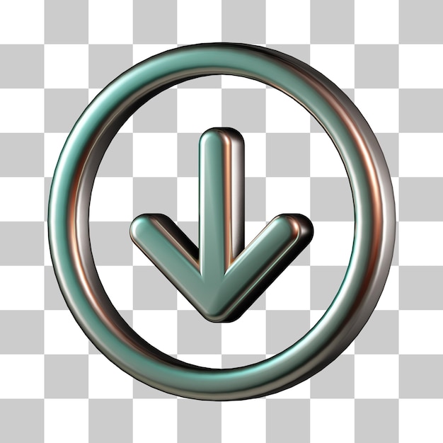 Down circle arrow 3d icon