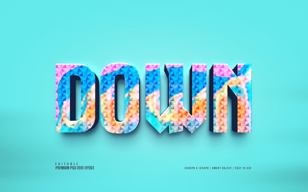 Down colorful editable premium psd text effect