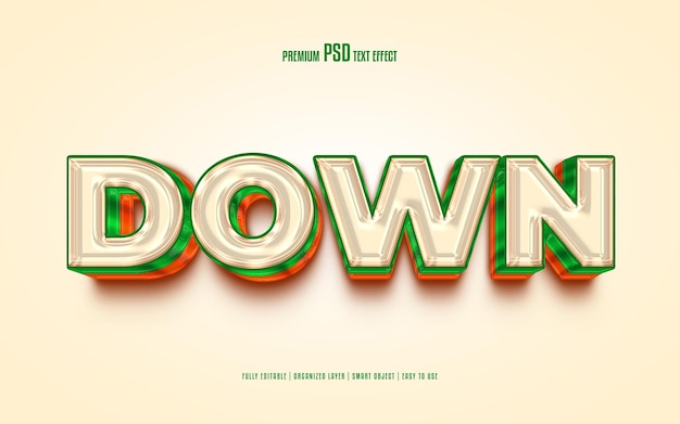 PSD down editable premium 3d psd text effect