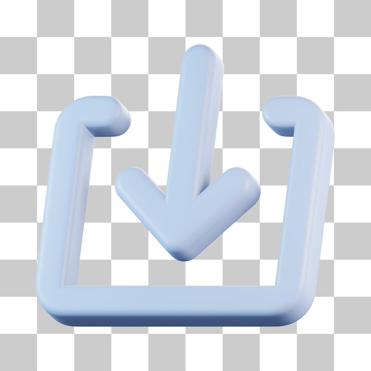 PSD download arrow down inside square 3d icon