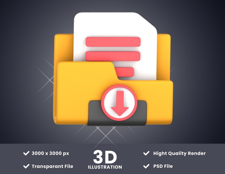 PSD download folder3d illustration suitable for your design
