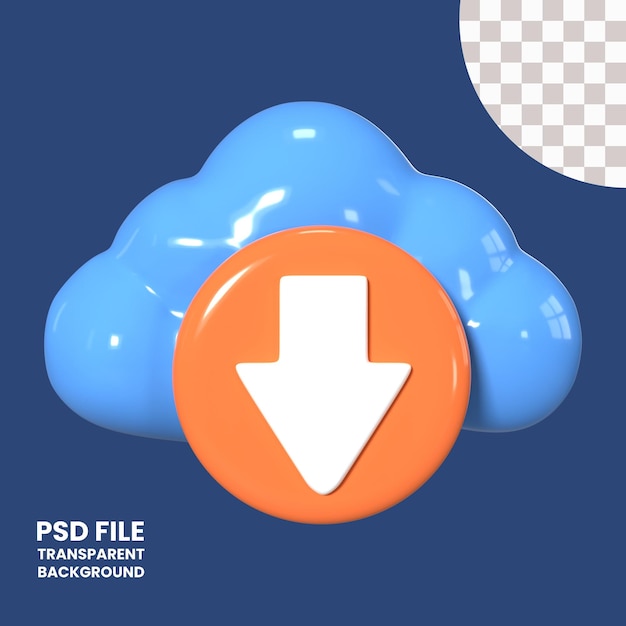 PSD download from cloud 3d illustration icon