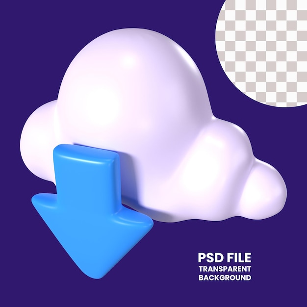 PSD download from cloud 3d illustration icon