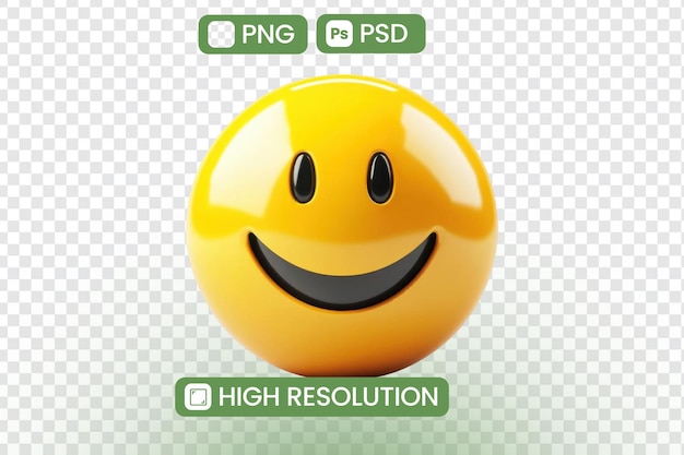 download highresolution 3d smiley face png and psd files for digital projects and designs perfect for graphic resources and web design with vibrant yellow color and seamless transparency
