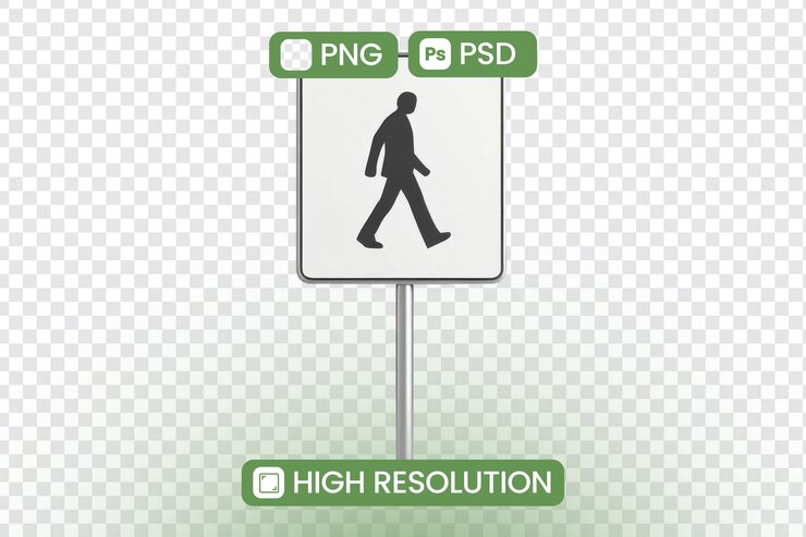 PSD download highresolution png psd pedestrian crossing sign for design projects seamlessly illustrating safety concepts