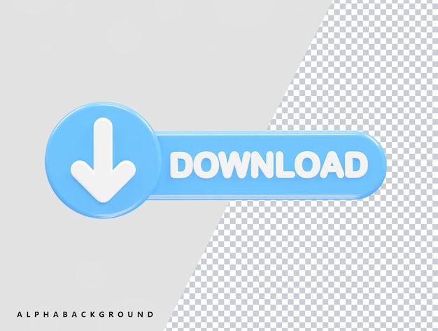 PSD 3dイラストを透明にレンダリングするダウンロードアイコン