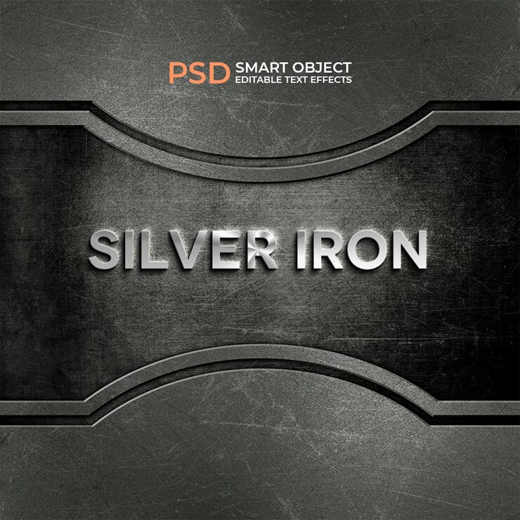 PSD download silver iron text effects free editable 3d text effects for photoshop projects