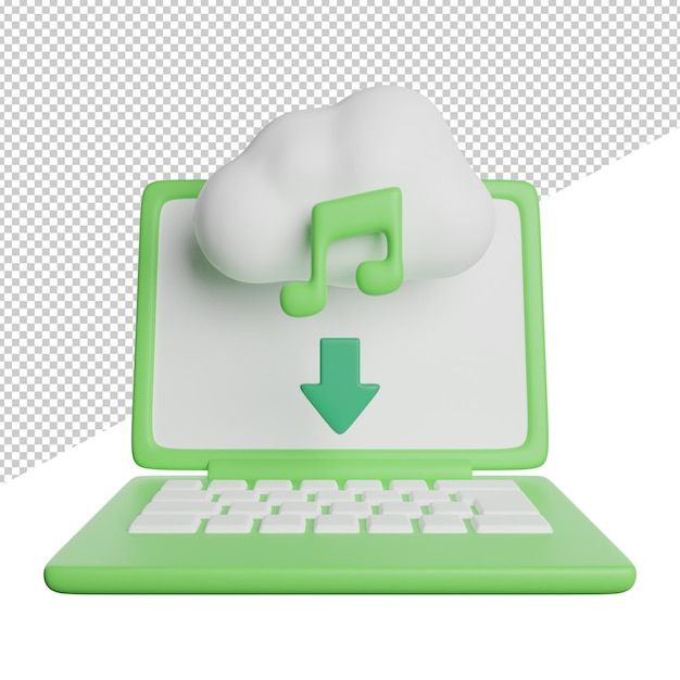 PSD download song music vooraanzicht 3d-rendering pictogram illustratie op transparante achtergrond