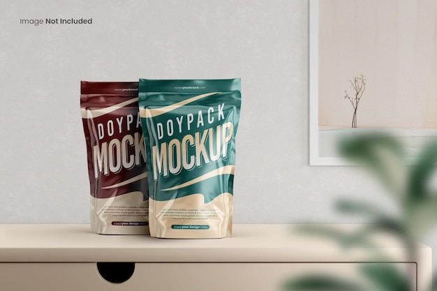 Doypack pouch food packaging mockup