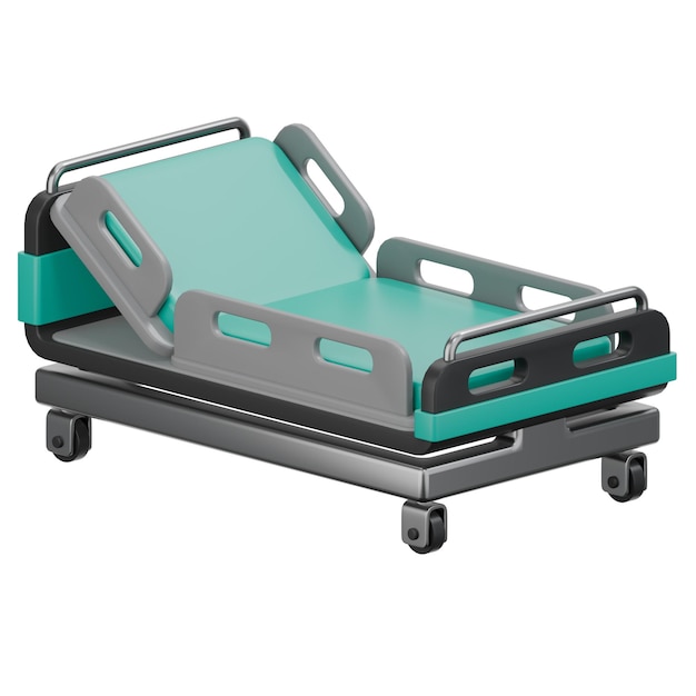 Draagbaar ziekenhuisbed 3D Icon Illustratie Low Poly Style