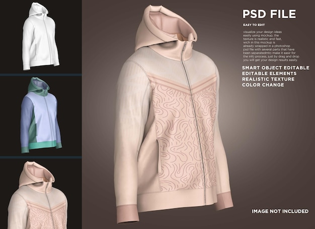 PSD drafting mens zip up hoodie