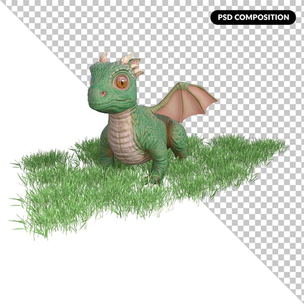 PSD dragon 3d model illustration isolated