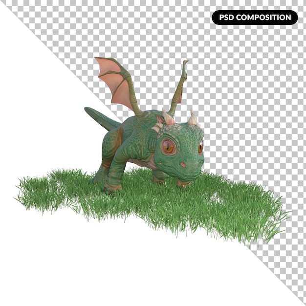 PSD illustrazione del modello 3d del drago isolata