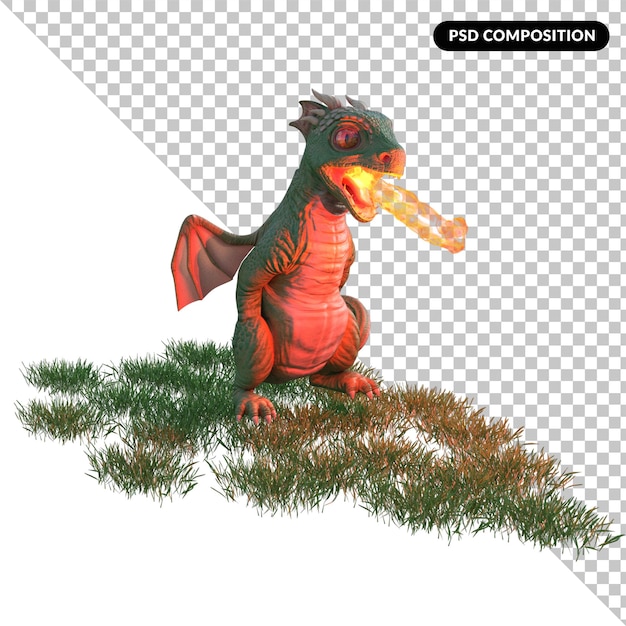 Illustrazione del modello 3d del drago isolata