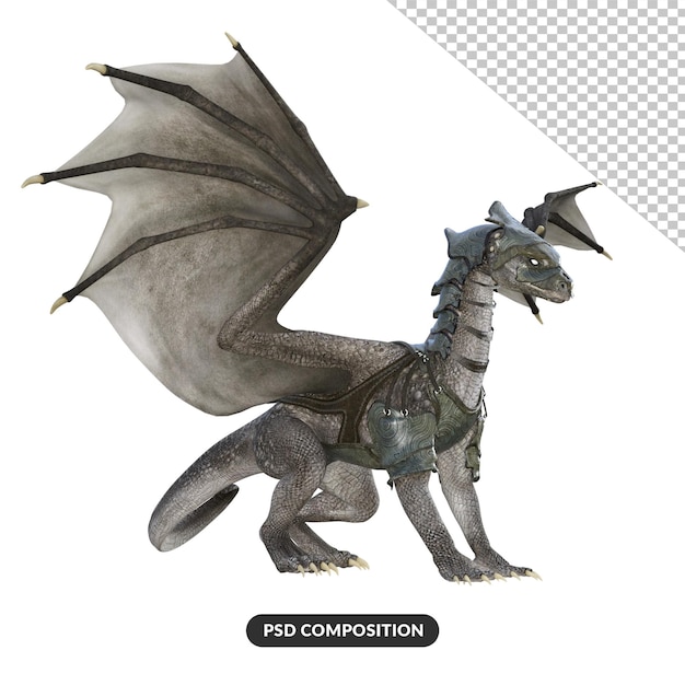 PSD illustrazione del modello 3d del drago