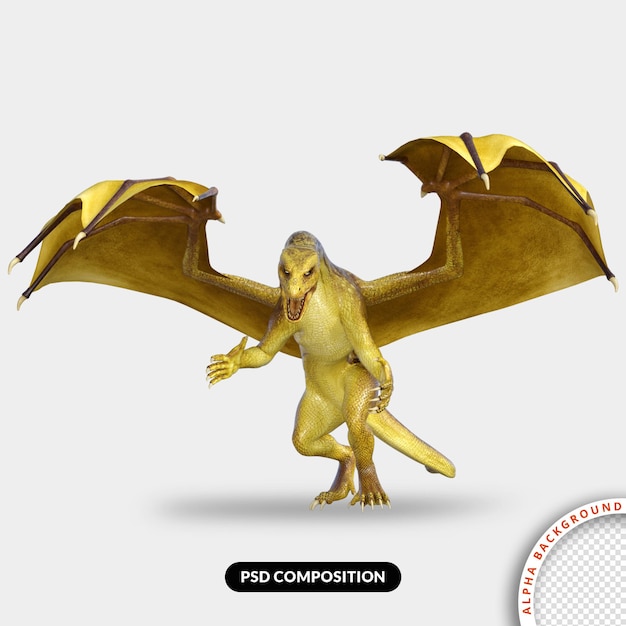 PSD illustrazione di modellazione 3d del drago