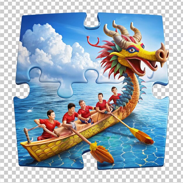 PSD dragon boat challenge puzzle piece on transparent background