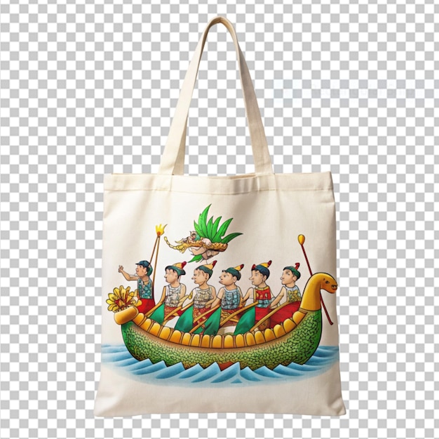 PSD dragon boat festival canvas tote bag on transparent background