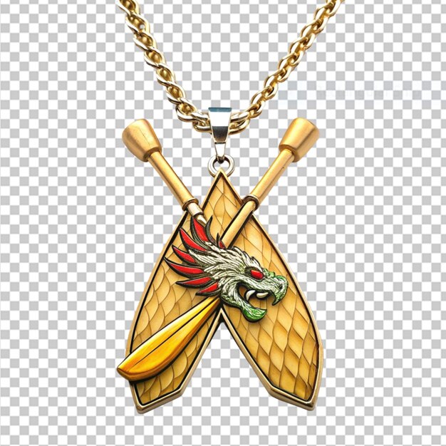 PSD dragon boat paddle necklace on transparent background