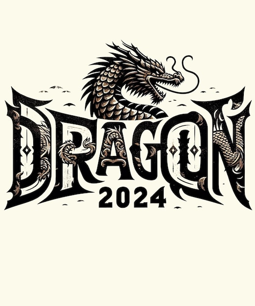 Dragon chinese new year 2024 typography