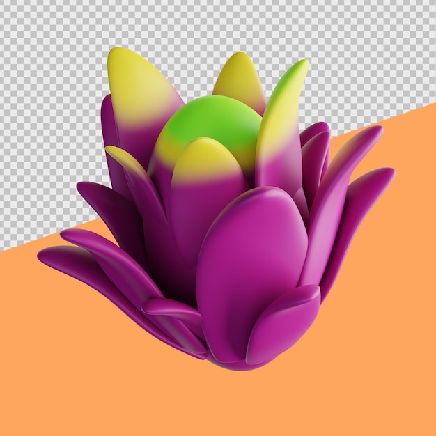 Illustrazioni di frutta estiva 3d dragon fruit