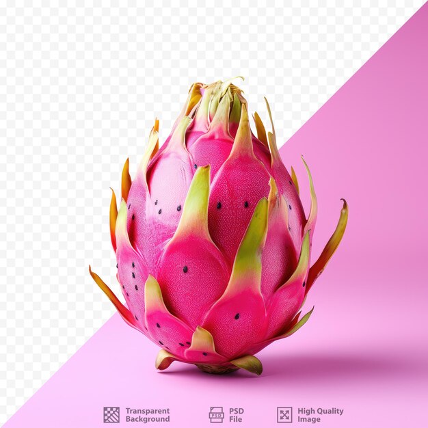 PSD dragon fruit displayed on a transparent background appearing fresh