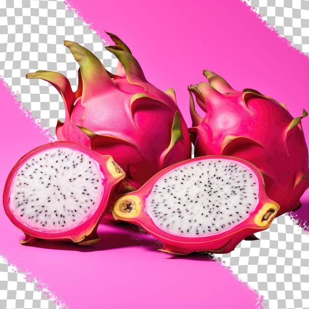 PSD dragon fruit slices on a transparent background