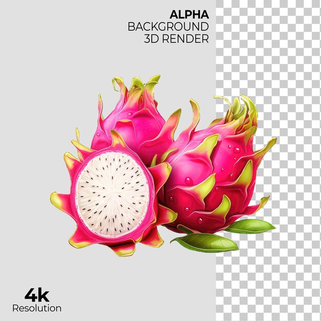 PSD dragon fruit on transparent background