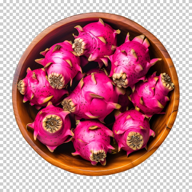 PSD dragon fruits in a bowl on transparent background